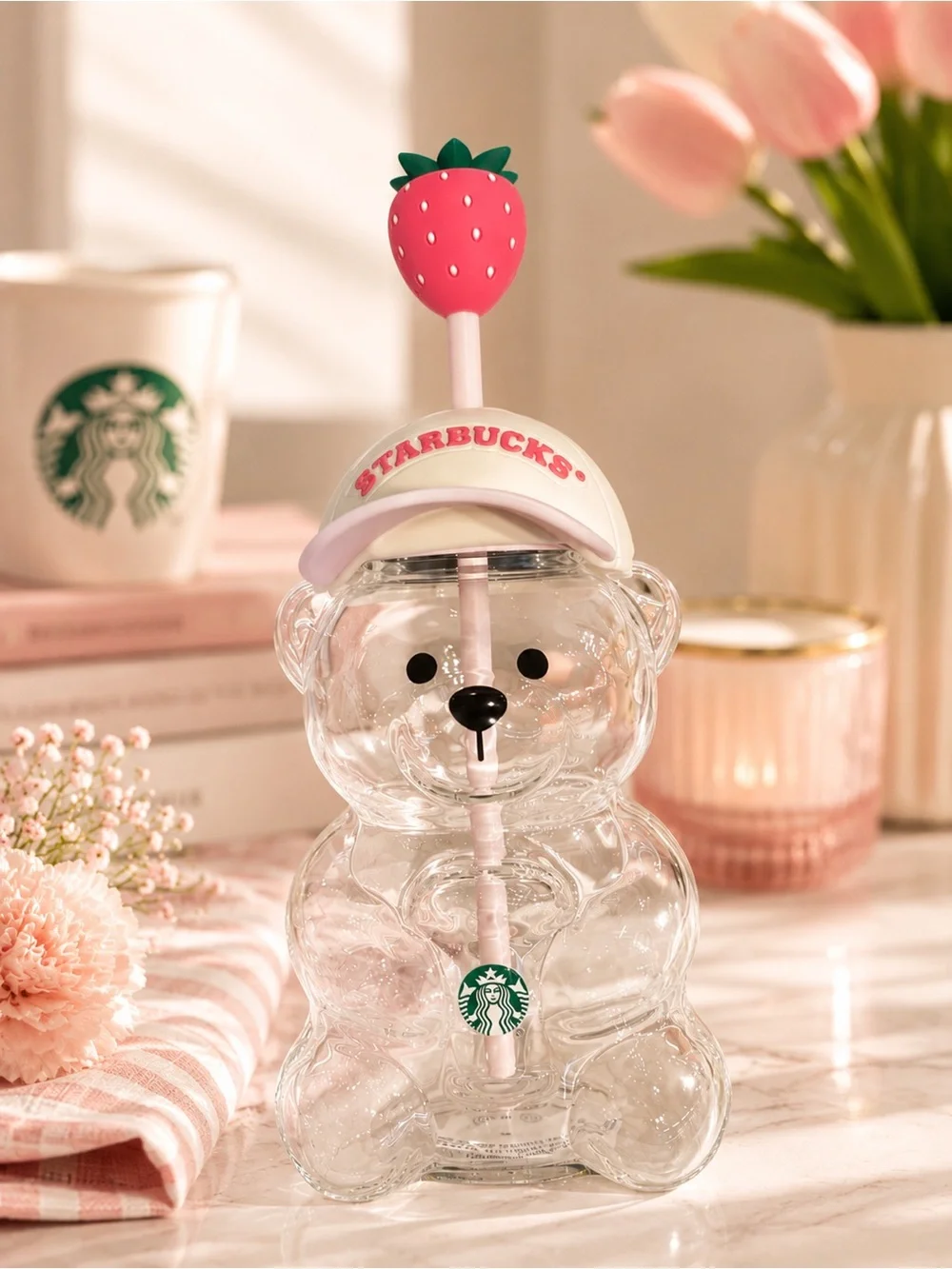 Starbucks Bearista Pink Summer 2026 Limited Edition Ball Cap Strawberry Bear